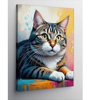 Kanvas Tablo Koltukta Rahatlayan Kedi