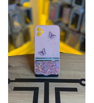 İPhone 11 Uyumlu Kelebek Figürlü Simli Parlak Telefon Kılıfı (Pembe)