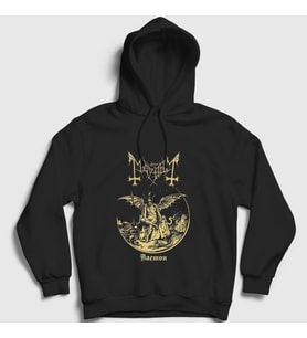 Presmono Unisex Siyah Daemon Mayhem Kapüşonlu Sweatshirt 64370tt