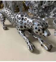 Leopar Eskitme Gümüş Dekoratif Biblo