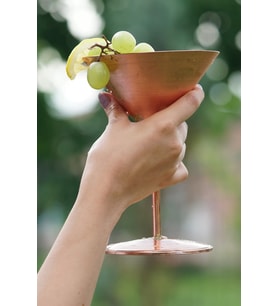 Bakır Kadeh Martini Düz Model Mat Bakır Renk 2'li