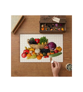 Rengarenk Meyveler ve Sebzeler Tasarımı 240 parça Ahşap Puzzle Ahşap Kutuda MP01646
