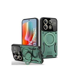 Xiaomi Redmi Note 13 Pro 4g Kılıf Joy Lens Standlı Kapak - Koyu Yeşil