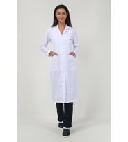 Kadın Gömlek Yaka Tesettür Boy Doktor - Öğretmen Önlüğü (Beyaz)