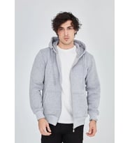 BiCOMI Unisex Tam Fermuarlı, Ayarlanabilir Kapüşonlu Günlük Termal Konfor Sweatshirt – Melanj Gri