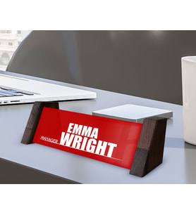 BK Gift Kişiye Özel İsimli Ahşap Ayaklı Kırmızı Akrilik Masa İsimliği, Ofis Dekoru, Mesleki Hediye, Ofis Hediyeleri-6
