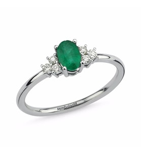 0.59 Karat Pırlanta Emerald Yüzük G-SI Beyaz Altın (Çok Renkli)