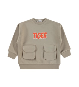 Civil Boys Tiger Baskı-Nakışlı 2-5 Yaş Sweatshirt - Bej