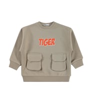 Civil Boys Tiger Baskı-Nakışlı 2-5 Yaş Sweatshirt - Bej