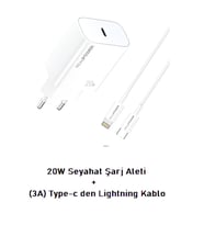 Realpower 20W Seyahat Şarj Aleti Type-C + (3A) Type-c den Lightning Kablo