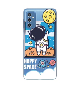 Samsung Galaxy M52 Uyumlu Astronot Desenli Şeffaf Telefon Kılıfı