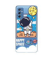 Samsung Galaxy M52 Uyumlu Astronot Desenli Şeffaf Telefon Kılıfı