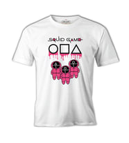 Squid Game - Maske Pembe Beyaz Erkek Tshirt