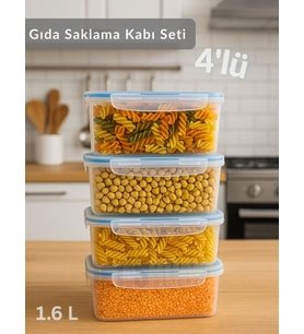 4'lü Vakumlu Saklama Kabı Seti Hava Almaz BPA Free Kilitlenebilir Gıda Erzak Kabı 1,6 L