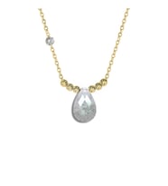 Demas Gold  Pirlanta 14 Ayar Altin Dorikalı Beyaz Quartz Renkli Damla Taşlı Kolye (Sarı)