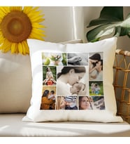 Anneler Günü 9 Fotoğraflı Kişiye Özel Yastık  Anneye Hediye  Fotoğraf Baskılı Hatıra Yastığı (Beyaz)