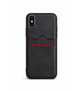 iPhone XS Max Kartlıklı Rich Boss Lüx Deri Kılıf Siyah