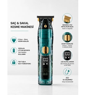 Mulvxkrg Krg02 Saç Ve Sakal Kesme Makinesi Led Ekranlı Profesyonel 5 Adet Uzunluk Ayarı (Mulvix)