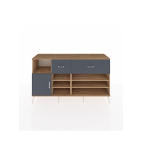 Kronos Konsol 6 Raflı 2 Çekmeceli Tek Kapaklı  176x59x99 Çam-Antrasit