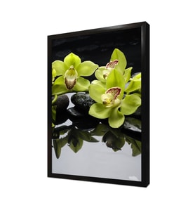 Spa Taşları ve Orkide Çerçeveli Mdf Tablo