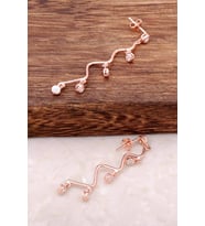 Rose Gümüş Zirkon Taşlı Zigzag Tasarım Küpe 2152