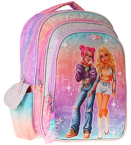 Wow Generation Kız Çocuk Star Desenli (Pembe - Mor) İlkokul ve Günlük Sırt Çantası (Üç Bölmeli) - W6033