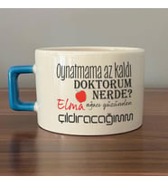 Oynatmama Az Kaldı Doktorum Nerede Baskılı Mavi Kulplu C Fincan