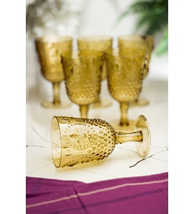 Akrilik Amber 6'Lı Kadeh & Su Meşrubat Kahve Yanı Bardağı 450 Ml ( Cam Değildir )