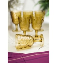 Akrilik Amber 6'Lı Kadeh & Su Meşrubat Kahve Yanı Bardağı 450 Ml ( Cam Değildir )
