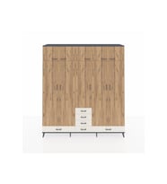 Hyperion Dolap 6 Raflı 6 Çekmeceli 4 Askılı 220x44x243 Antrasit-Çam/Aytaşı
