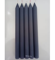 qosrix 5'li Gri Şamdan Soya Mumu 1. Kalite Doğal Vanilya Kokulu Uzun Çubuk Konik Mum Dekoratif