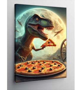 Kanvas Tablo Pizza Yiyen Dinazor