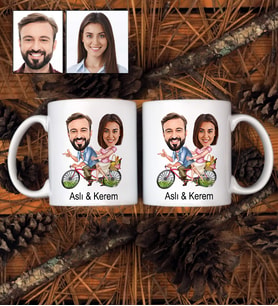 Kişiye Özel Sevgili Tasarımlı Karikatürlü 2 Adet Kupa Bardak 7