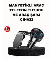 Manyetik Araç Telefon Tutucu Ve Hızlı Şarj Adaptörü 2’li Set