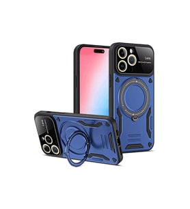 İphone 16 Kılıf Joy Lens Standlı Kapak - Lacivert