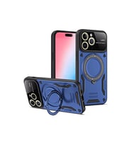 İphone 16 Kılıf Joy Lens Standlı Kapak - Lacivert