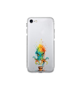 iPhone 8 ile uyumlu Splash ahtapot tasarımlı şeffaf silikon kılıf