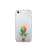 iPhone 8 ile uyumlu Splash ahtapot tasarımlı şeffaf silikon kılıf