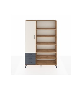 Arges Dolap 9 Raflı 3 Çekmeceli 3 Kapaklı 132x30x195 Çam-Aytaşı/Antrasit