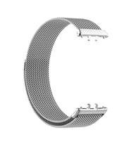Samsung Galaxy Fit 3 Uyumlu Kordon Hasır Metal Mıknatıslı Örgü Zore KRD-01 Kayış (Gümüş)