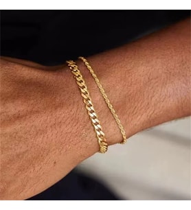 xuping 14 k altın kaplama ikili erkek bileklik