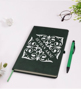 BK Gift Kişiye Özel İsimli Yeşil Termo Deri Defter Kalem Seti Model 10