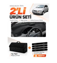 e-biz CHEVROLET KALOS (2009-2013) Uyumlu Torpido Örtüsü + Tay Tüyü Bagaj Çantası - Siyah - CH004