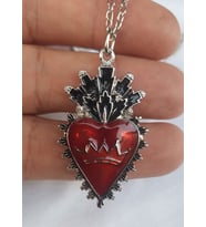 KIRMIZI MİNELİ HEART CROWN KOLYE