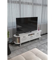 TV Sehpası 160 cm Modern 3 Kapaklı Tv Sehpa Çok Amaçlı Konsol Ünitesi Mira 5038 Beyaz