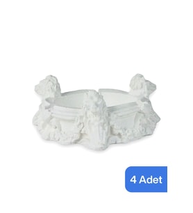 Beyaz Kül Tablası Seti, Dekoratif ve Şık 4 Adet