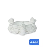 Beyaz Kül Tablası Seti, Dekoratif ve Şık 4 Adet