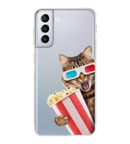 PrintiFy Samsung Galaxy S21 Plus ile Uyumlu 1mm Slim Fit Kedi 1 050b Baskılı Şeffaf  Kılıf