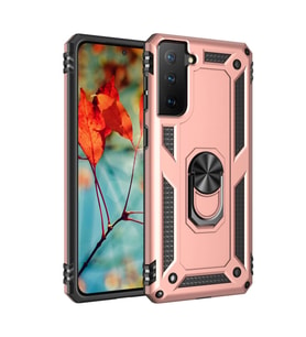 Samsung Galaxy S21 Kılıf Sofya Yüzüklü Silikon Kapak - Rose