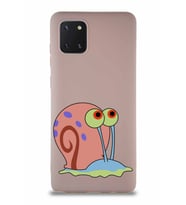 Samsung Galaxy A81 Soft Premier Kapak Salyangoz Gary Tasarımlı Silikon Kılıf - Pudra (Şeffaf)